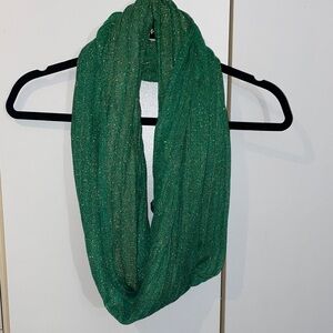 Green Wrap Around Scarf with Metallic Gold Thread